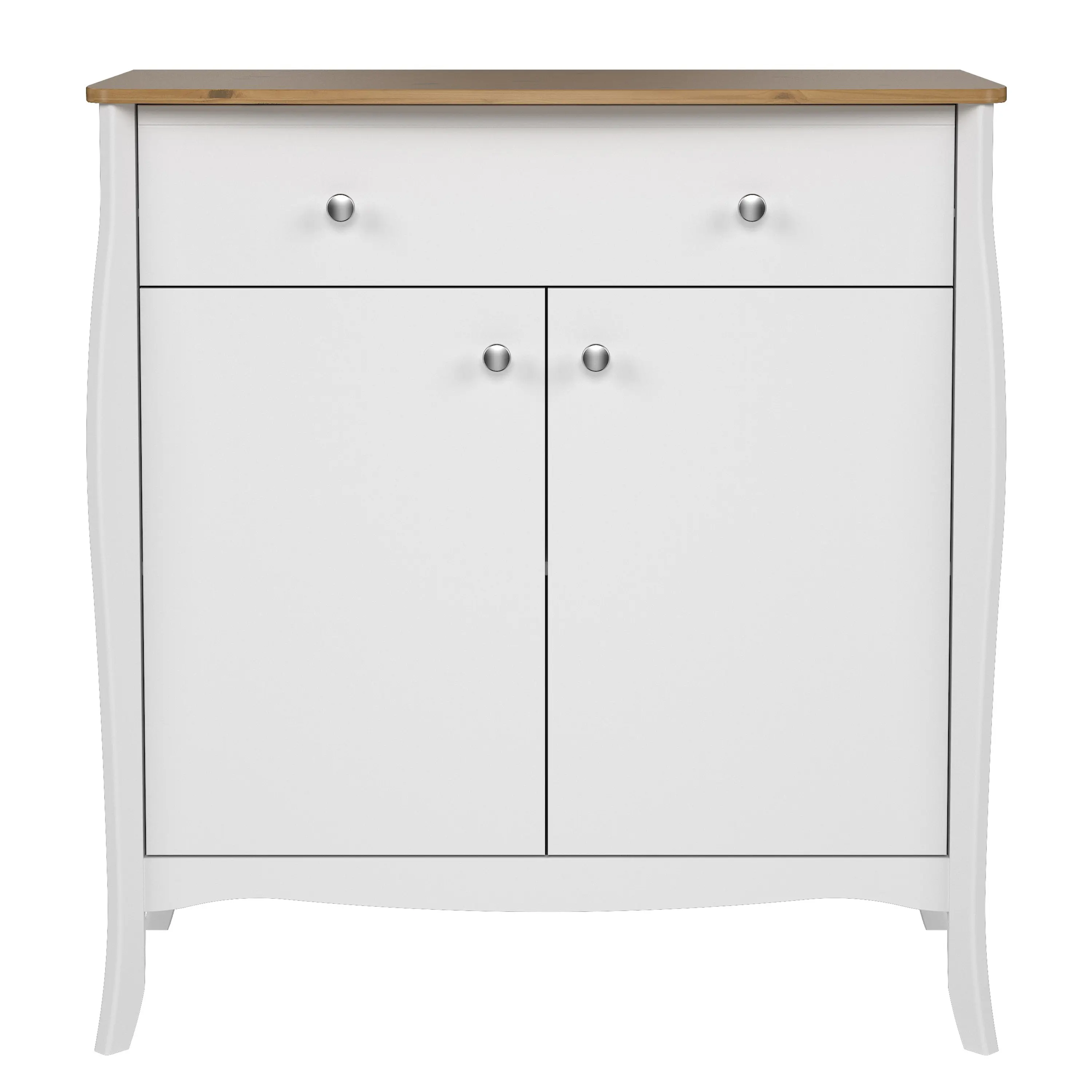Baroque Sideboard 2 Doors 1 Drawer in Pure White Iced Coffee Lacquer