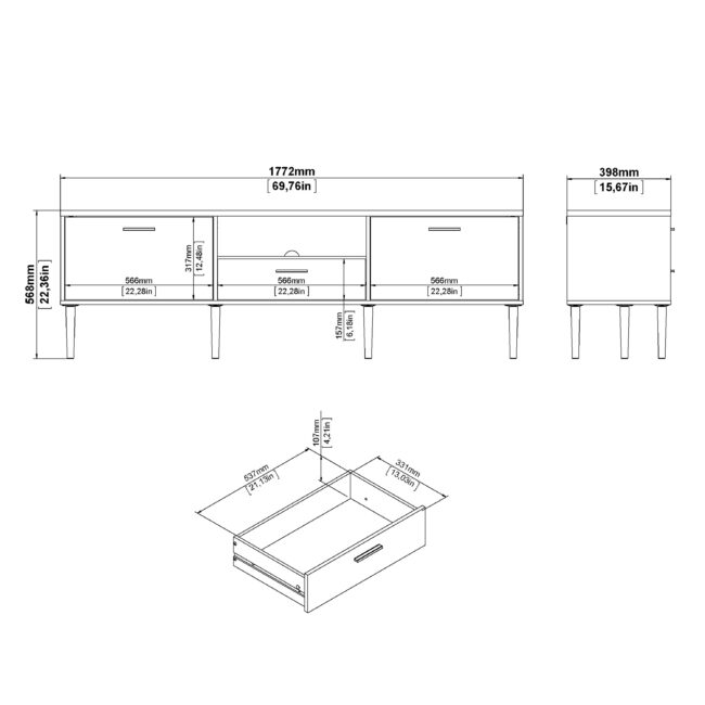 Media TV Unit with 2 Doors 1 Drawer in White - Image 10