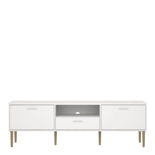 Media TV Unit with 2 Doors 1 Drawer in White - Image 2