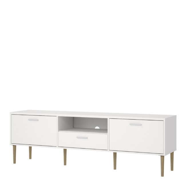Media TV Unit with 2 Doors 1 Drawer in White - Image 3