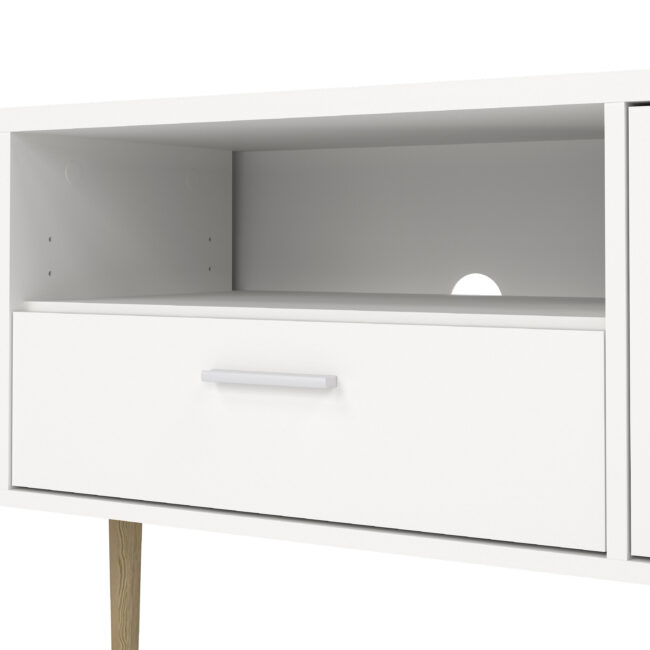 Media TV Unit with 2 Doors 1 Drawer in White - Image 8