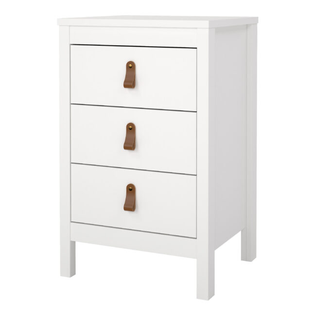 Barcelona Bedside Table 3 Drawers in White - Image 3