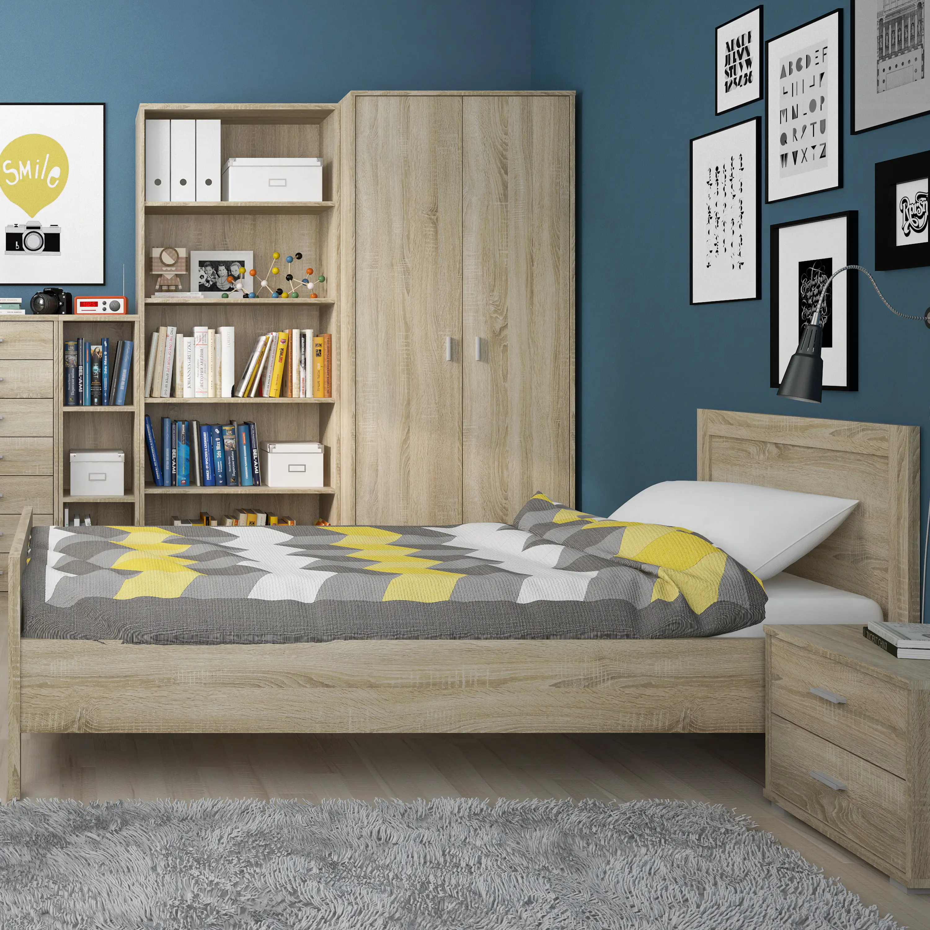 4 You Tall Wide Bookcase in Sonoma Oak