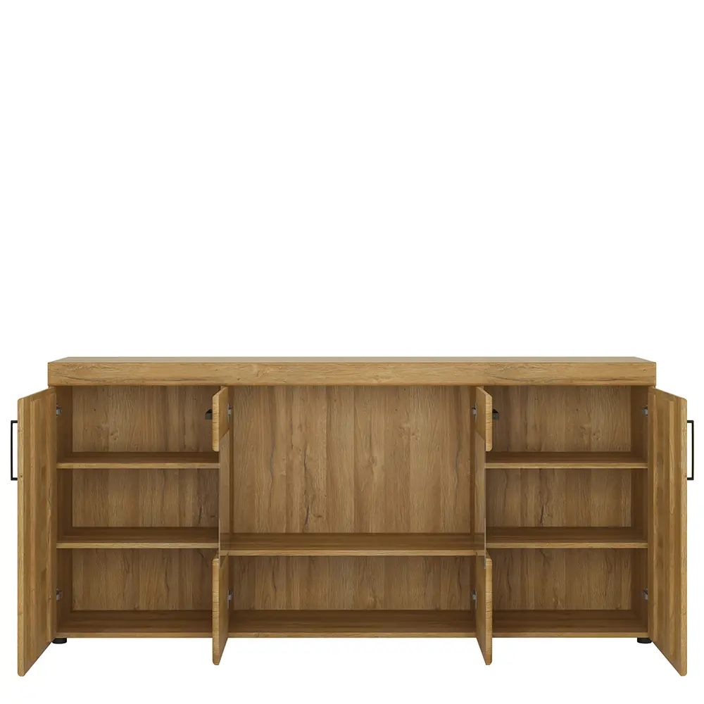 Cortina 4 Door Wide Glazed Sideboard in Grandson Oak