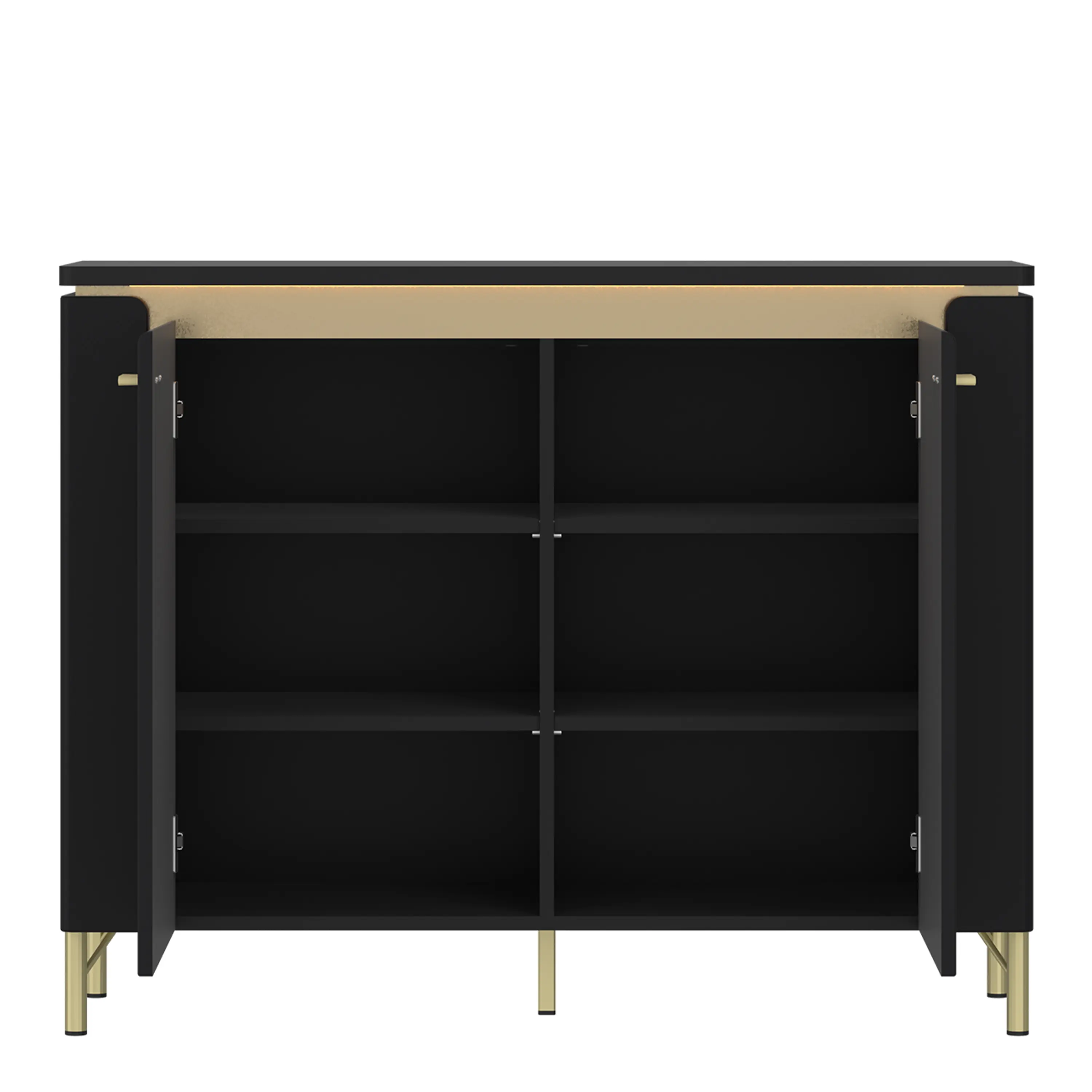Genoa Sideboard 2 Door in Black Matt/Gold