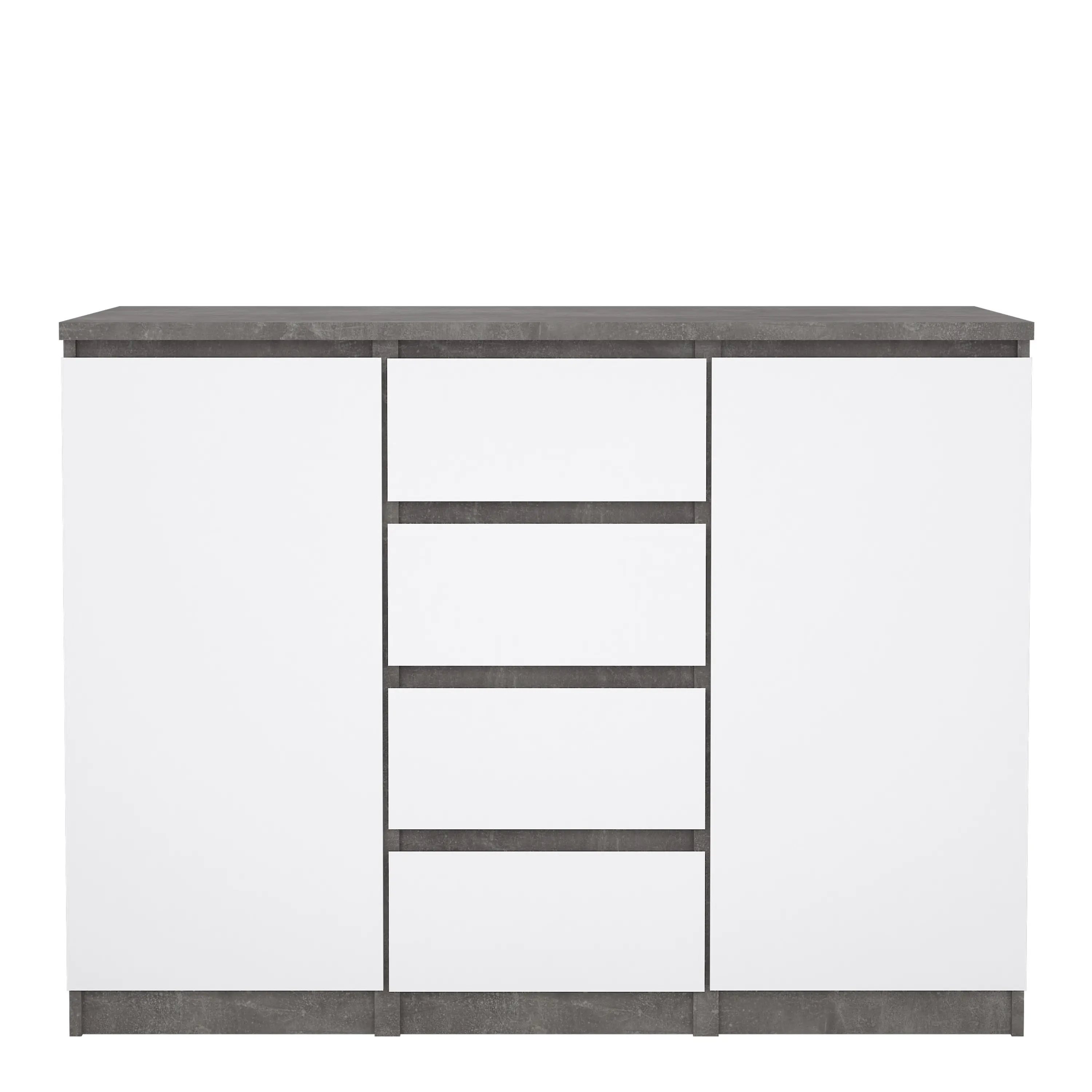 Naia Sideboard 4 Drawers 2 Doors in Concrete and White High Gloss