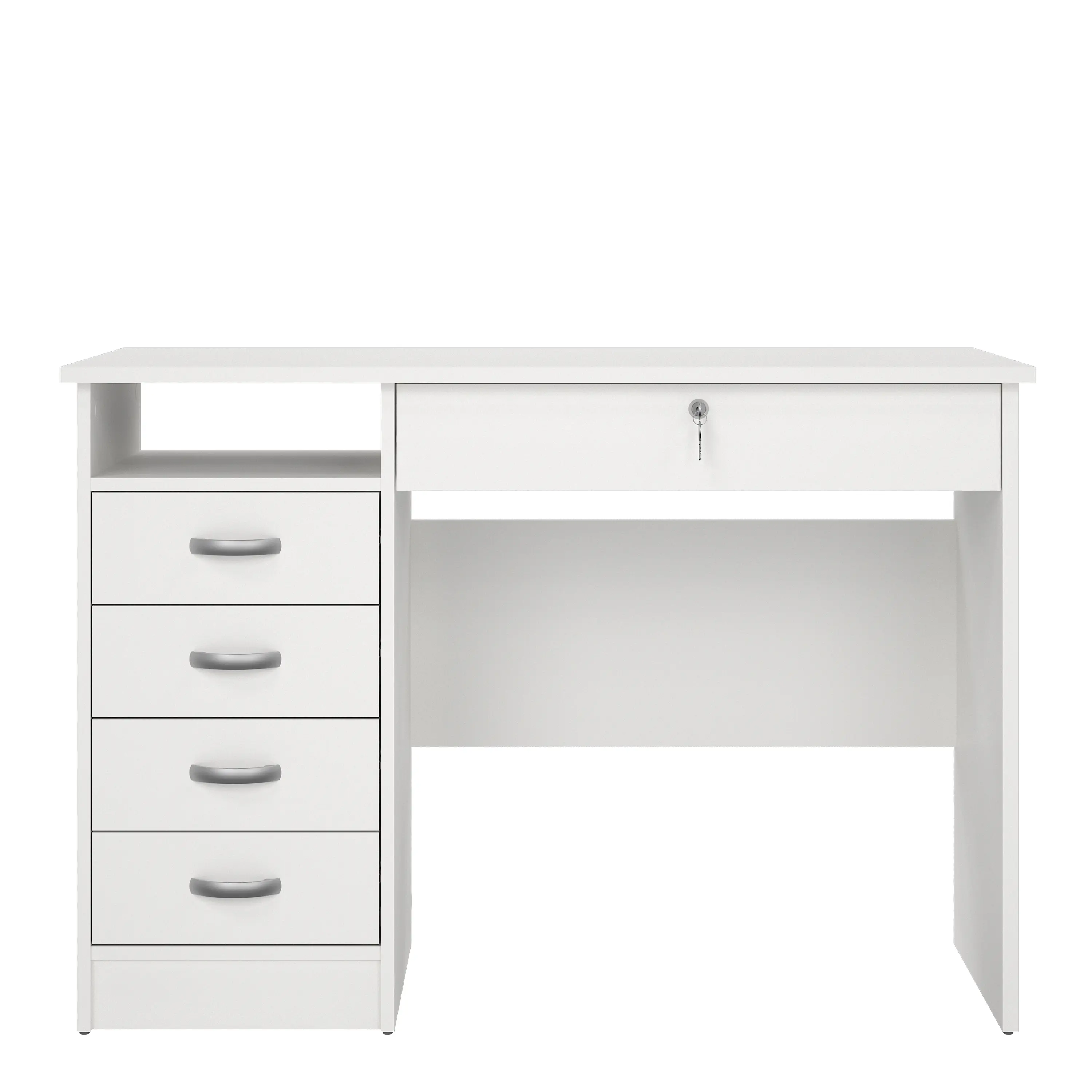 Function Plus Desk 5 Drawers in White
