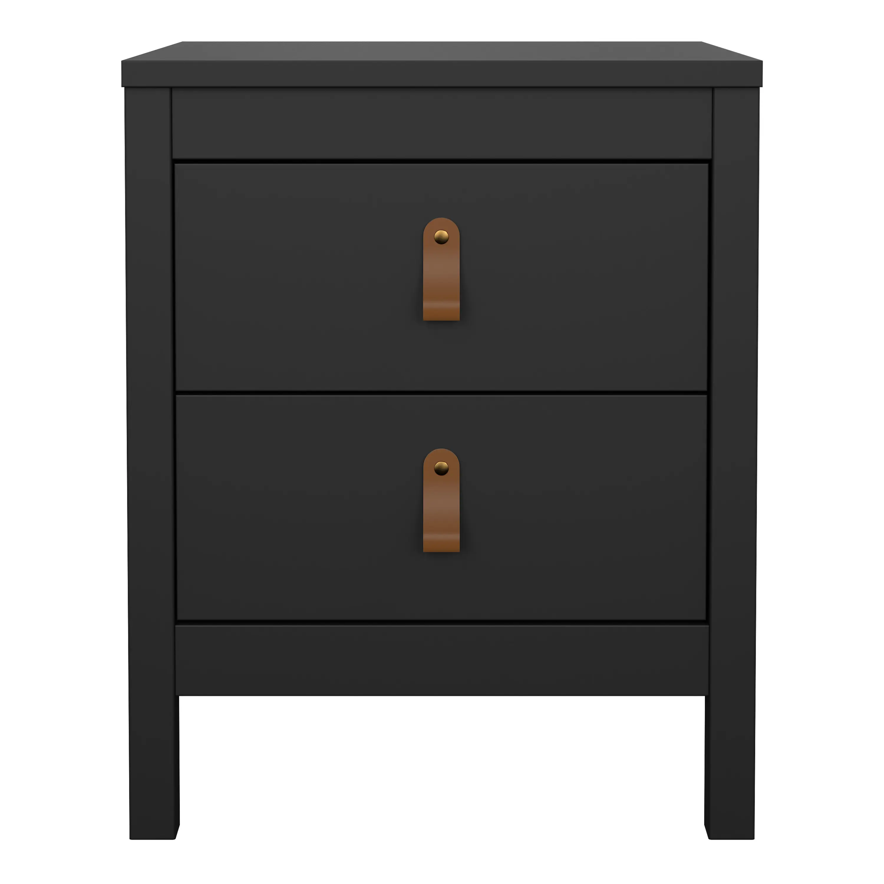 Barcelona Bedside Table 2 Drawers in Matt Black