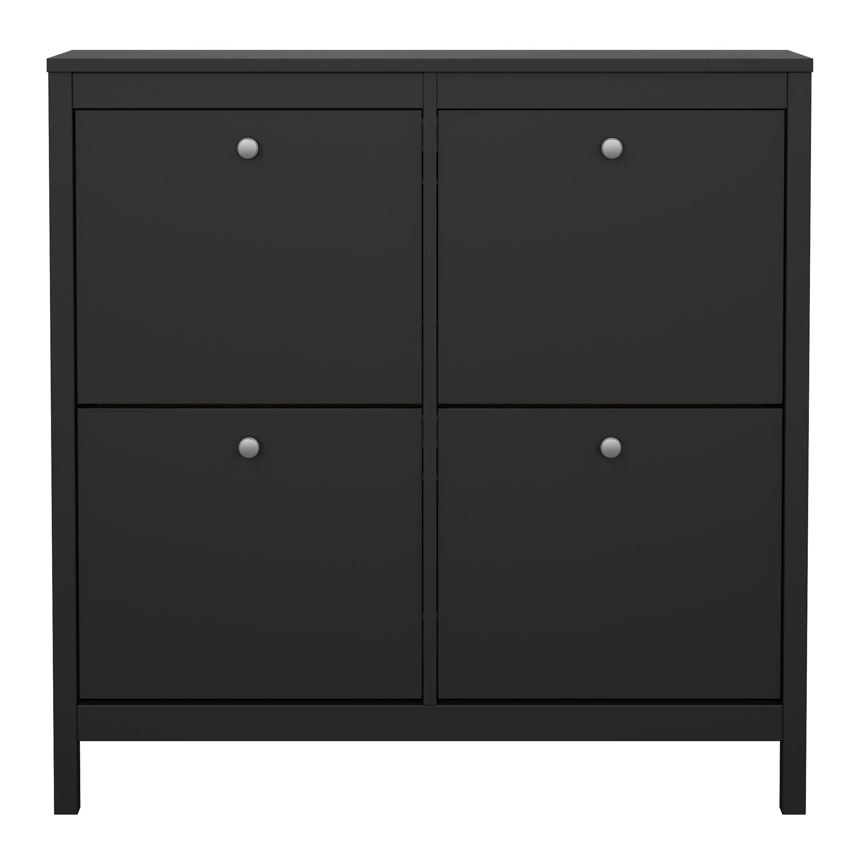 Madrid Shoe Cabinet 4 Flip Down Doors in Matt Black