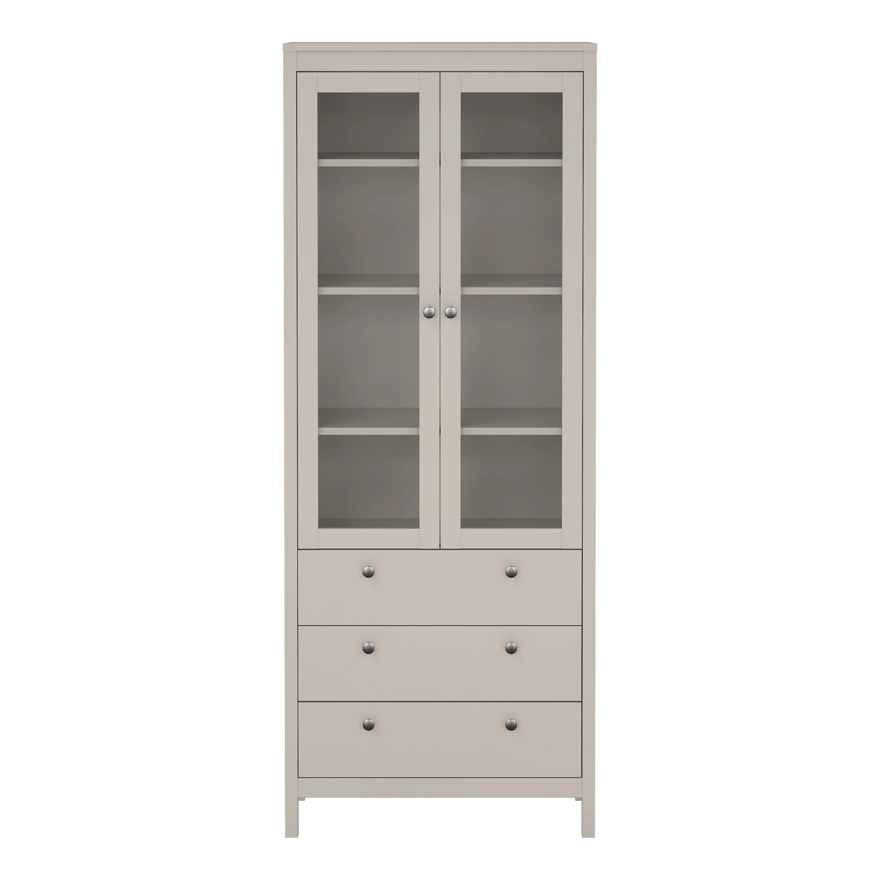 Madrid China Cabinet 2 Glass Doors with 3 Drawers in Cashmere
