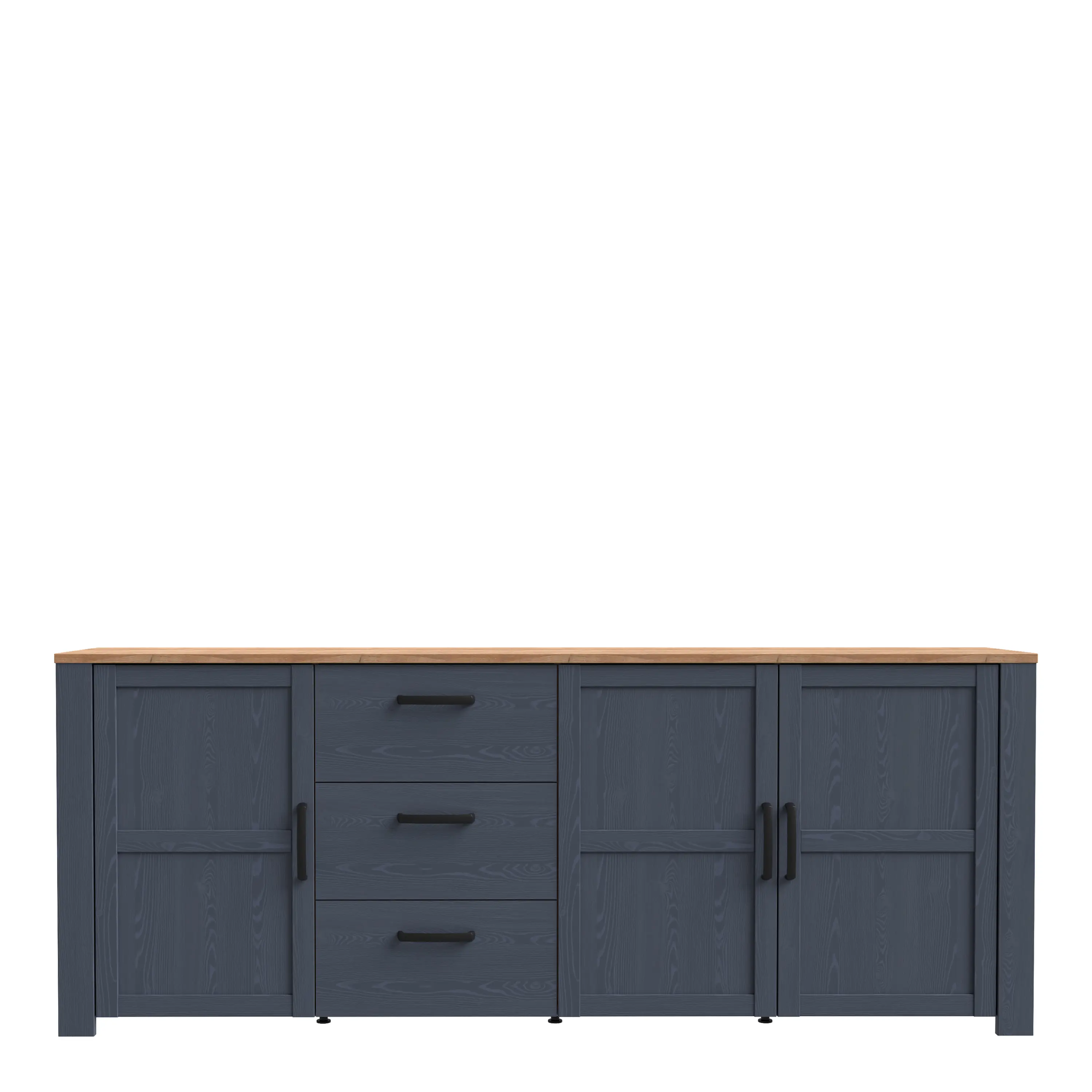 Bohol Large Sideboard 3 Door 3 Drawer in Riviera Oak/Navy
