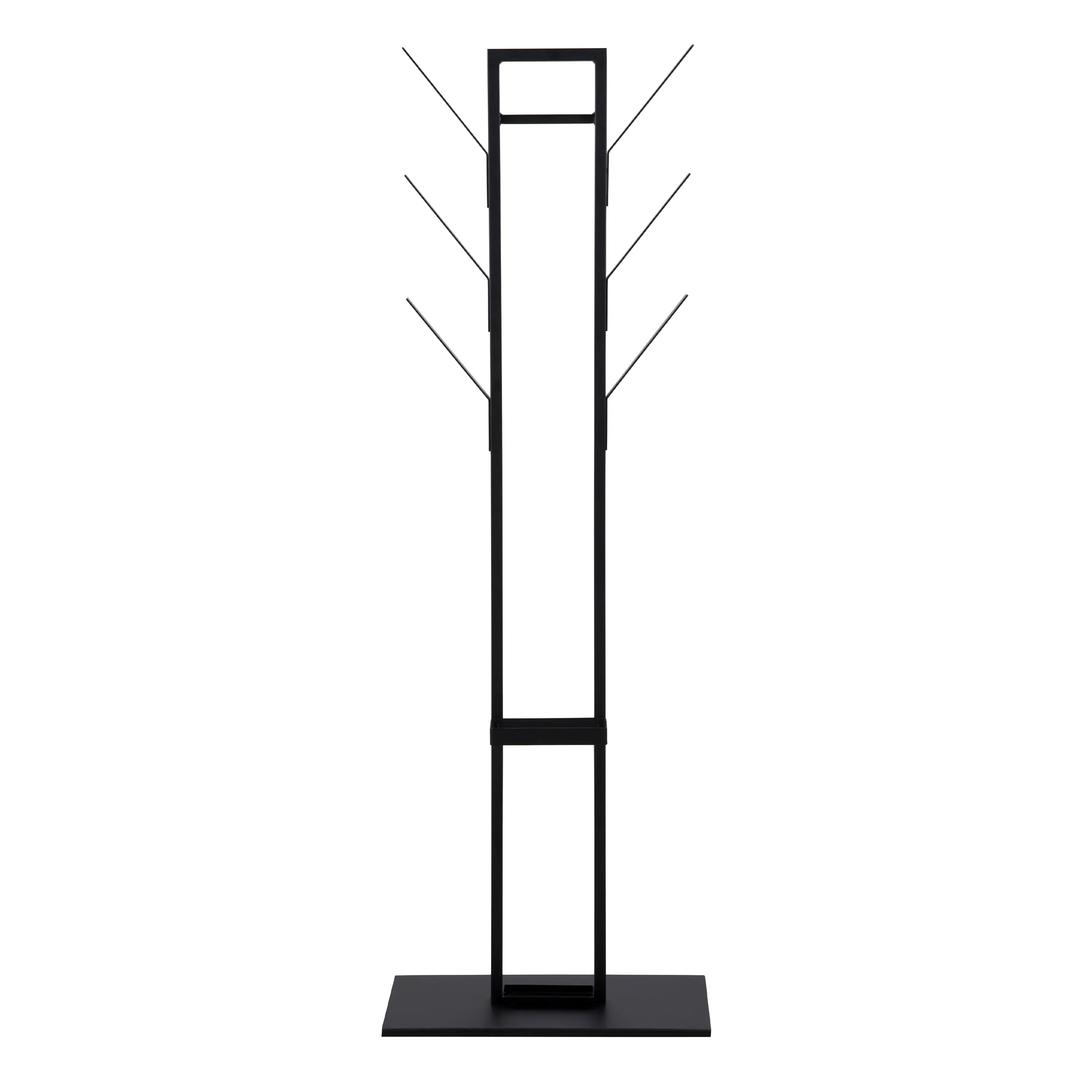 Vinson coat hanger, frame and base matt black powder coated steel, 56x28x165 cm