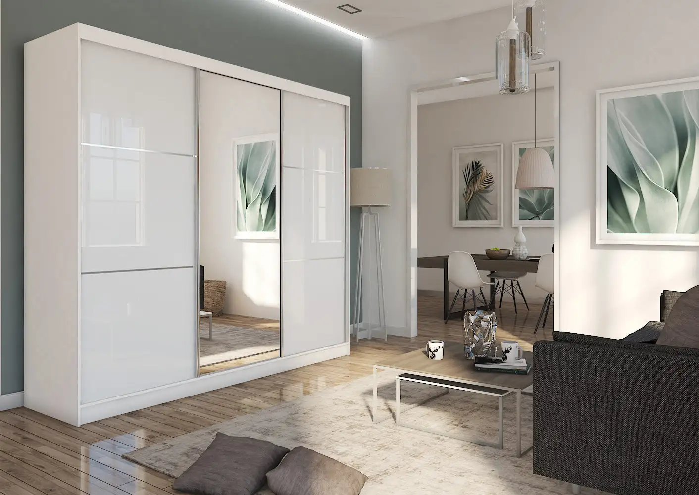 Caden Sliding Wardrobe White 240cm